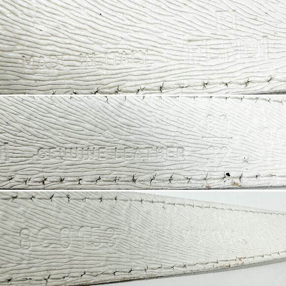 Fendi vintage white leather gold double buckle adjustable belt size 80 CM / 32” - Picture 6 of 8